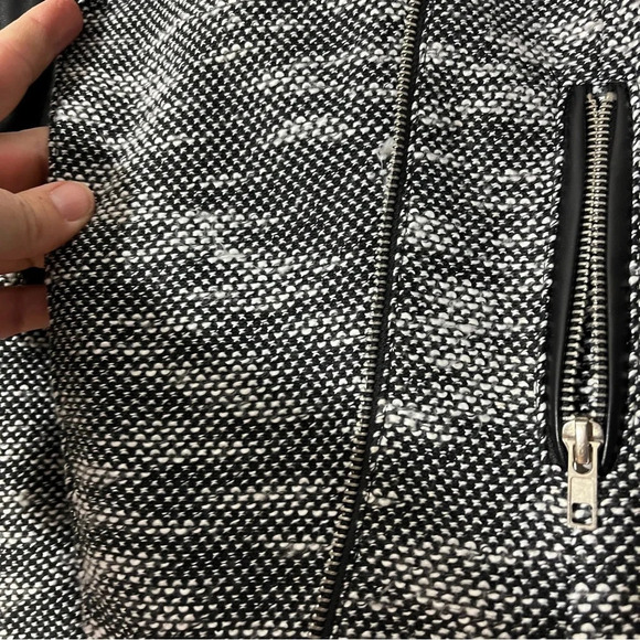 Papaya Moto Jacket Tweed & Faux Leather Women's Small Cropped Women's Small - Picture 6 of 9